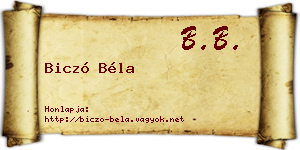 Biczó Béla névjegykártya
